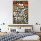 アフリカヴィンテージ旅行ポスターゼブラサファリ キャンバスプリント (インサイチュ (寝室))