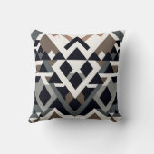 アフリカ三角形の幾何学的な茶色のグレーパターン クッション (裏面)