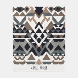 アフリカ三角形の幾何学的な茶色のグレーパターン フリースブランケット