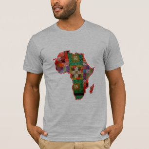 アフリカ人のアフリカの地図のアフリカ人パターンTシャツのデザイン Tシャツ