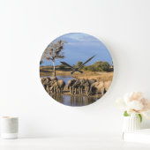 アフリカ人のブッシュ象(Loxodonta Africana)の群れ ラージ壁時計 (ホーム)