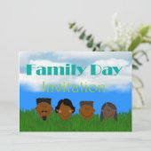 アフリカ人のAmercian家族を持つ家族日の招待状 招待状 (スタンド正面)