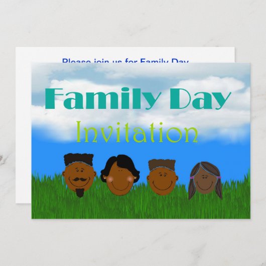 アフリカ人のAmercian家族を持つ家族日の招待状 招待状 (正面/裏面)