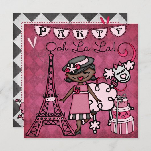 アフリカ人アメル。 女の子のOohのLaのLaのパリの誕生日の招待 招待状