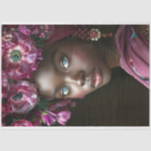 アフリカ人エレガント女性ブルゴーニュフローラデコパージュ 薄葉紙 (正面)