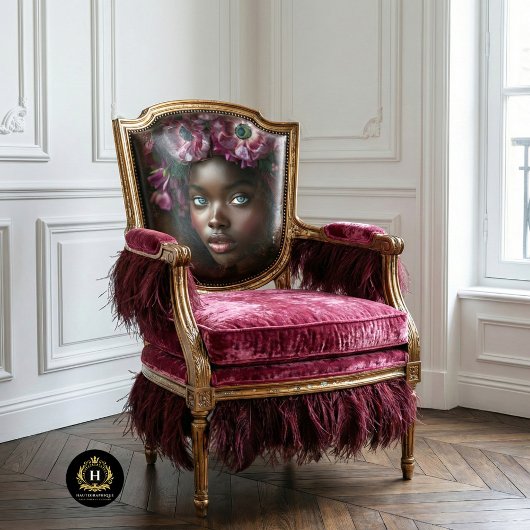 アフリカ人エレガント女性ブルゴーニュフローラデコパージュ 薄葉紙