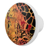 アフリカ人女性とキリンのセラミックノブ セラミックノブ (右)