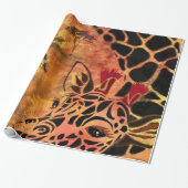 アフリカ人女性とキリン包装紙 ラッピングペーパー (アンロールド)