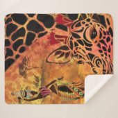 アフリカ人女性とキリン・シェルパ毛布 シェルパブランケット (正面(横))