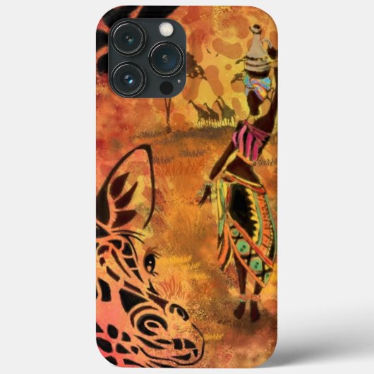 アフリカ人女性とキリンiPhoneケース Case-Mate iPhoneケース (裏面)