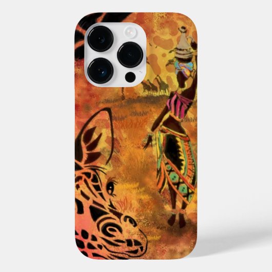 アフリカ人女性とキリンiPhoneケース Case-Mate iPhoneケース (裏面)