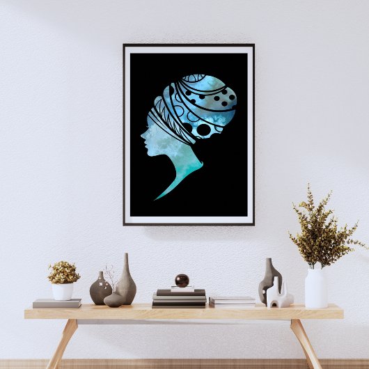 アフリカ人女性のシルエット ポスター