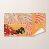 アフリカ人女性オレンジ色の抽象芸術タオルセット バスタオルセット (ハンドタオル)