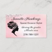 アフリカ人女性シルエットピンク 名刺 (正面)
