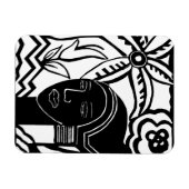 アフリカ人女性ジャングル抽象芸術ブラックインクアート マグネット (横)