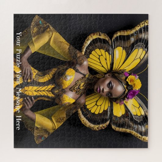 アフリカ人女性バタフライドレス ジグソーパズル (横)