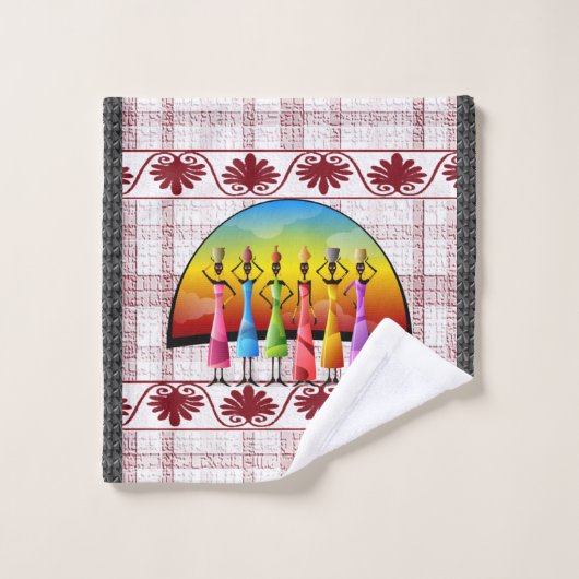 アフリカ人女性ブラックバスルームのタオルのセット バスタオルセット (ウォッシュタオル)