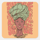 アフリカ人女性ブラック歴史月間 スクエアシール (正面)