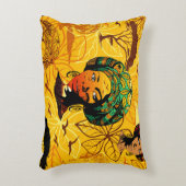 アフリカ人女性ポートレートと夕日 アクセントクッション (正面(垂直))