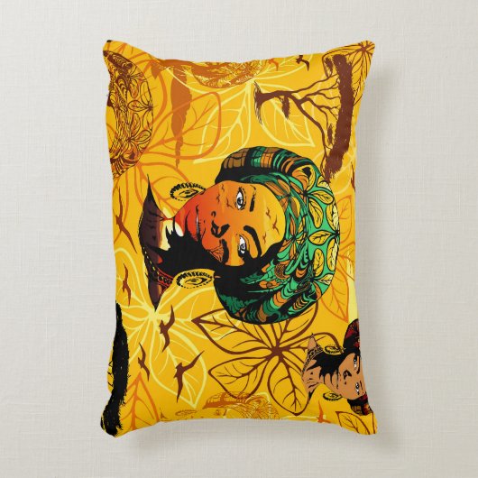 アフリカ人女性ポートレートと夕日 アクセントクッション (正面(垂直))