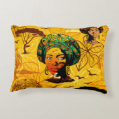 アフリカ人女性ポートレートと夕日 アクセントクッション (裏面)