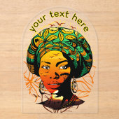 アフリカ人女性ポートレートと夕日 アクリル招待状 (正面)