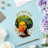 アフリカ人女性ポートレートと夕日 アクリル招待状 (インサイチュ (ウェディング))