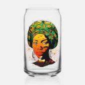 アフリカ人女性ポートレートと夕日 ガラス缶 (裏面)