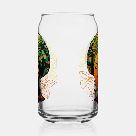 アフリカ人女性ポートレートと夕日 ガラス缶 (右)