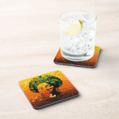 アフリカ人女性ポートレートと夕日 コースター (右側)