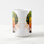 アフリカ人女性ポートレートと夕日 コーヒーマグカップ (中央)