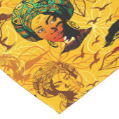 アフリカ人女性ポートレートと夕日 ショートテーブルランナー (コーナー)