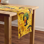 アフリカ人女性ポートレートと夕日 ショートテーブルランナー (インサイチュ)