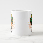 アフリカ人女性ポートレートと夕日 ジャンボコーヒーマグカップ (正面)