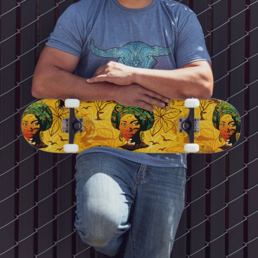 アフリカ人女性ポートレートと夕日 スケートボード (室外3)