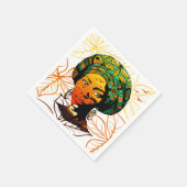 アフリカ人女性ポートレートと夕日 スタンダードカクテルナプキン (角)