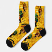 アフリカ人女性ポートレートと夕日 ソックス (左)