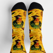 アフリカ人女性ポートレートと夕日 ソックス (上部)