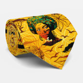 アフリカ人女性ポートレートと夕日 ネクタイ (ロール)