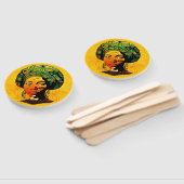 アフリカ人女性ポートレートと夕日 ハンドファン (組立なし)