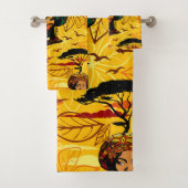 アフリカ人女性ポートレートと夕日 バスタオルセット (インサイチュ)