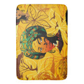 アフリカ人女性ポートレートと夕日 バスマット (正面縦)