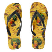 アフリカ人女性ポートレートと夕日 ビーチサンダル (フットベッド)