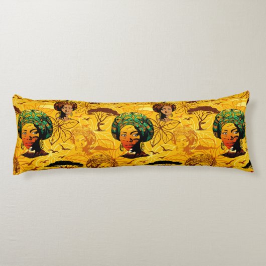 アフリカ人女性ポートレートと夕日 ボディピロー (裏面)