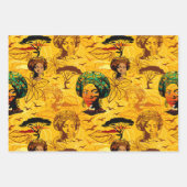 アフリカ人女性ポートレートと夕日 ラッピングペーパーシート (正面3)