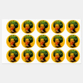 アフリカ人女性ポートレートと夕日 ラベル (シート)