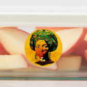 アフリカ人女性ポートレートと夕日 ラベル (貼付)