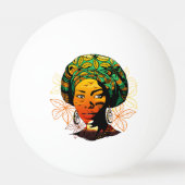 アフリカ人女性ポートレートと夕日 卓球ボール (正面)