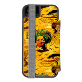 アフリカ人女性ポートレートと夕日 INCIPIO iPhoneウォレットケース (フォリオ裏面)