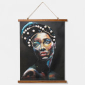 アフリカ人女性ポートレート、美しい黒人女性 吊り下げ型タペストリー (正面)
